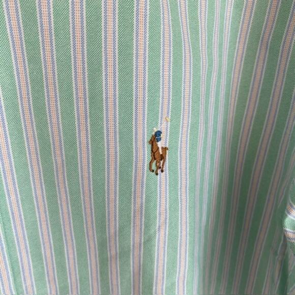 Ralph Lauren Classic Fit Green and White Striped Button Down - XL - Picture 5 of 5
